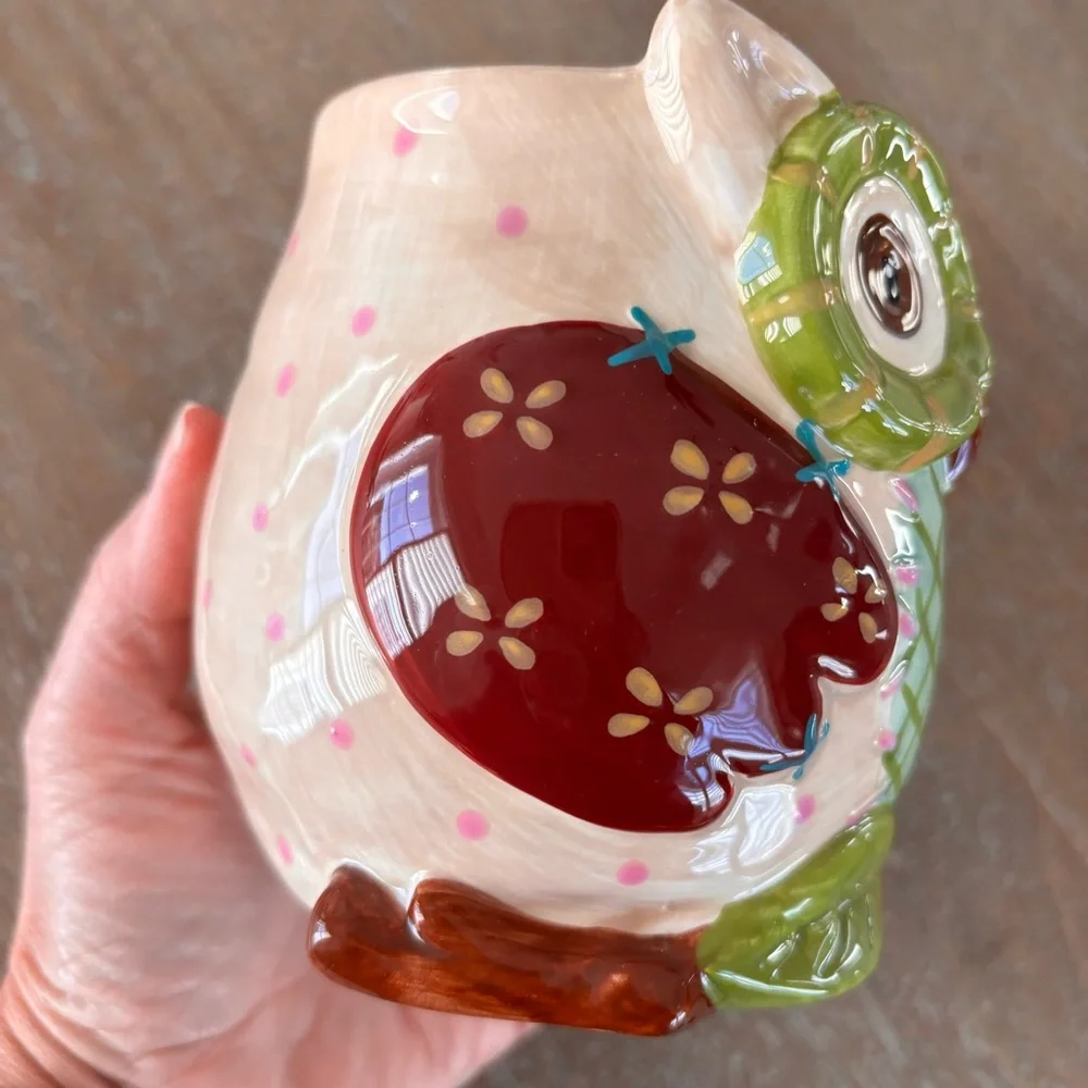 Pier 1 Imports Olli The Owl Ceramic Mug Large Painted 16 oz.